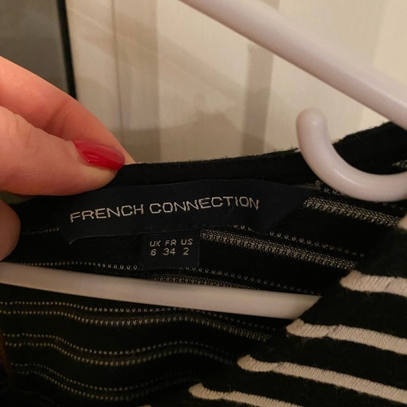 French Connection Black and White Stripe Suki Fit & Flare - Picture 3 of 6